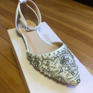 Kate Whitcomb Wedding Rhinestone Pearls Flat Shoes